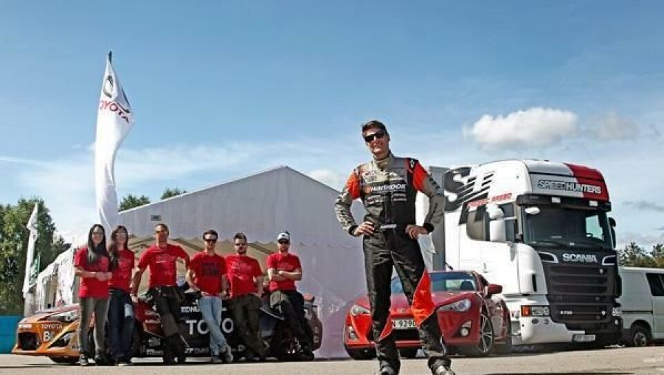 Motorsportsutøvere Fredric Aasbø med crew og biler.