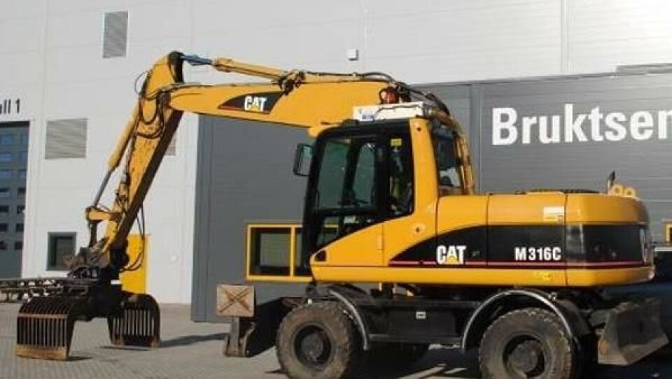 Caterpillar M316C på Pon Equipments anlegg på Rudshøgda i Hedmark.