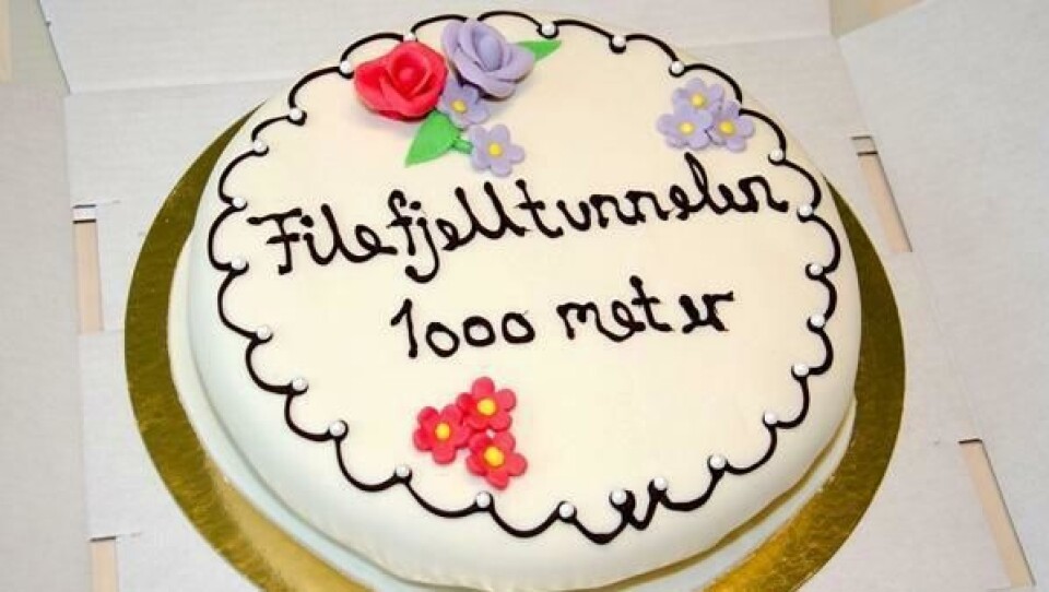 Filefjelltunnelen har passert 1000 meter av total lengde på 5780 meter. Gjennomslaget er ventet sent på høsten 2015.