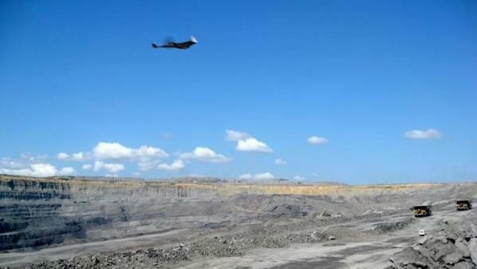 Dronen Trimble UX5 UAV i aksjon.