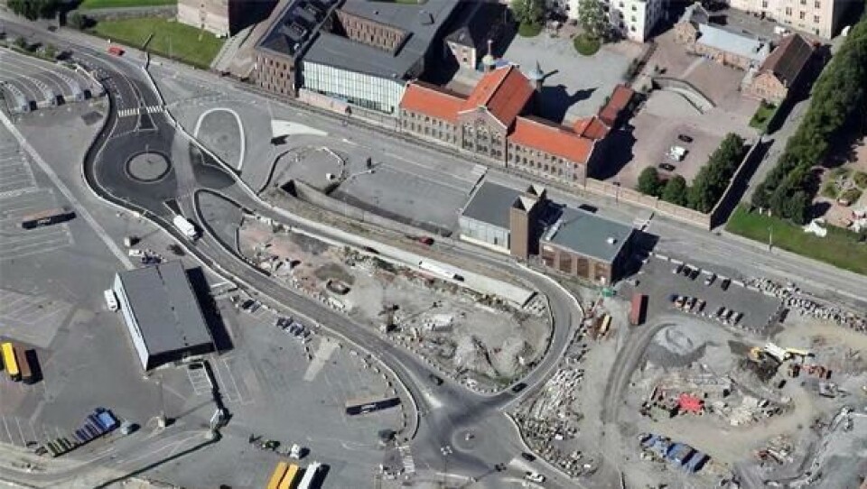Oversiktsbilde av området for prosjektet E18 Bjørvika – Stenging av Akershusstranda.