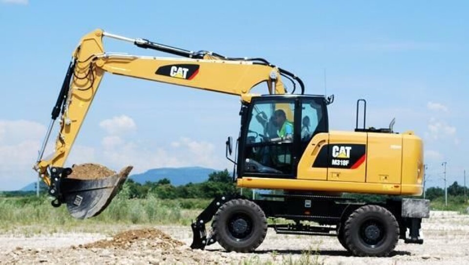 M318F (18 tonn) er den minste i den nye hjulgraver-duoen fra Caterpillar.