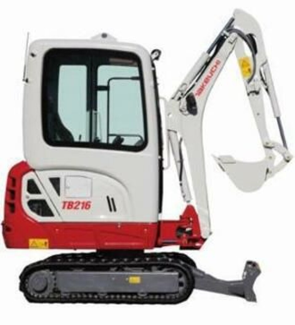 TB216 er bestselgeren fra Takeuchi og 1,7-tonneren blir en meget populær etterfølger av TB016.