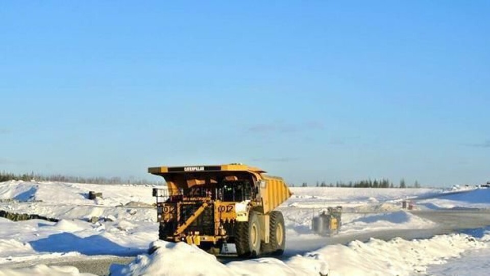 En Cat 793 F i arbeid i Norhtland Resources´ Tapuli-gruve nord i Sverige.