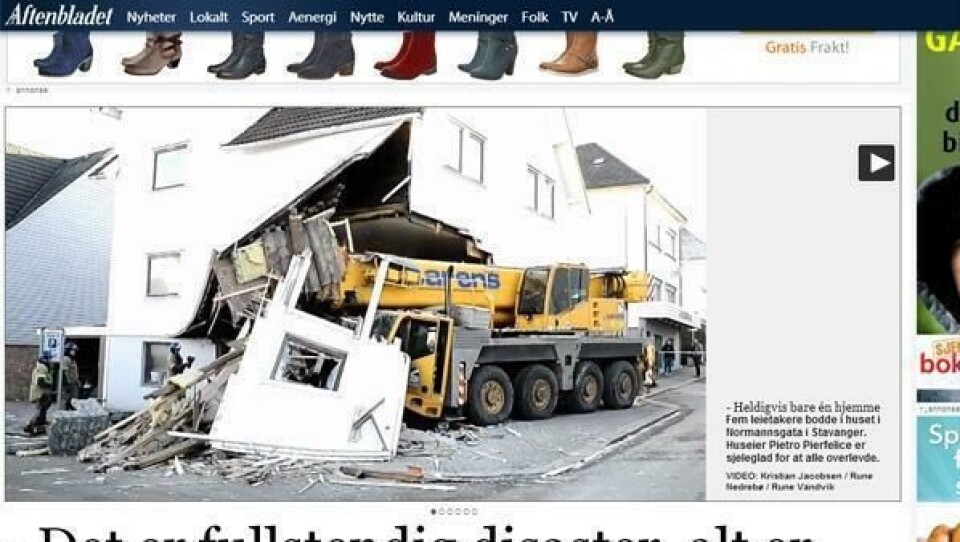 Mobilkran smadret hus