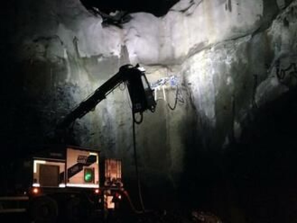 Betong til forskjæring i tunnel.