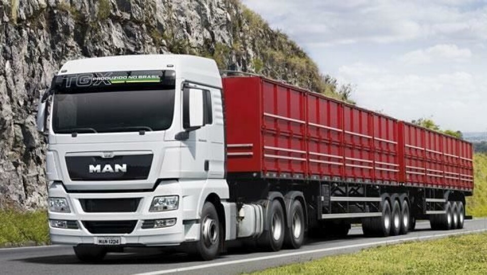 Brasilianskbygde MAN TGX må ta mange tunge tak. Tillatt totalvekt for visse vogntogkombinasjoner er opptil 74 tonn.