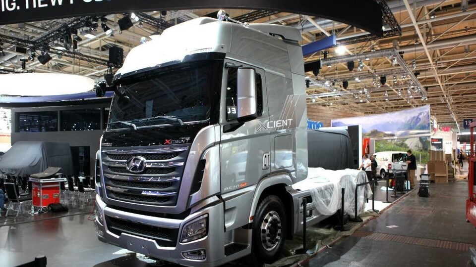 Hyundai Xcient på Hyundais område på nyttekjøretøymessen IAA i Hannover fra 25. september til 2. oktober.