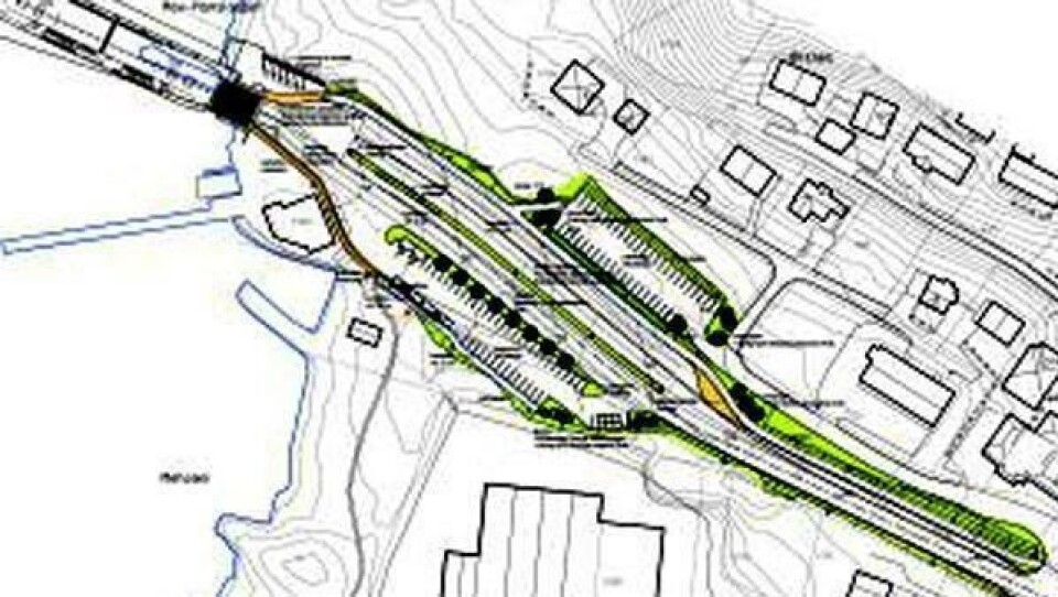 Slik er landarealet på Sykkylven ferjekai planlagt. Prosjektet skal stå ferdig høsten 2014.