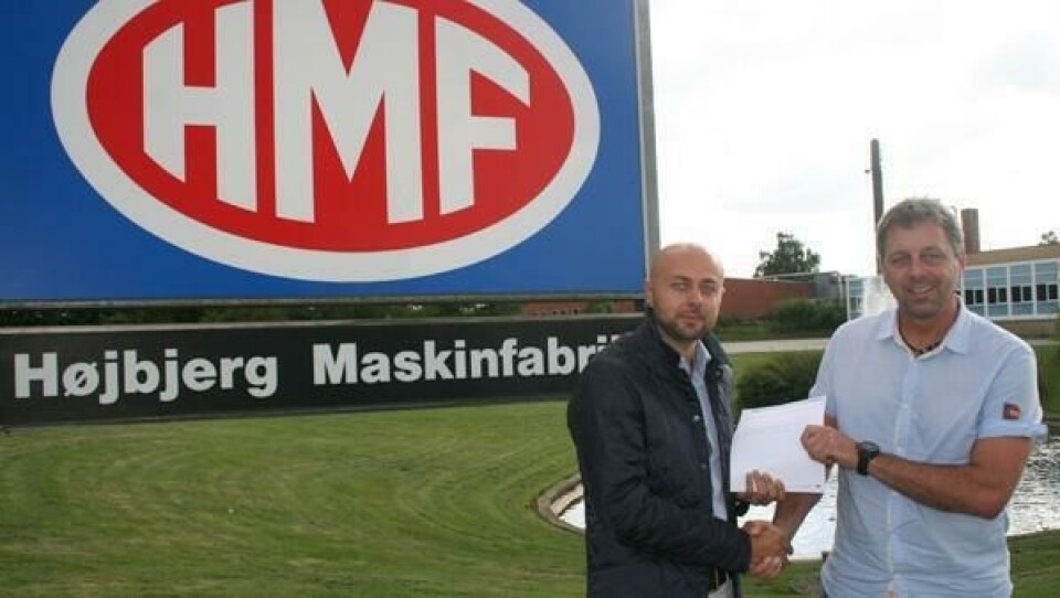 Annbjørn Vasdal og Tommy Bergsjøbrenden ved Højbjerg Maskinfabrik i Danmark.