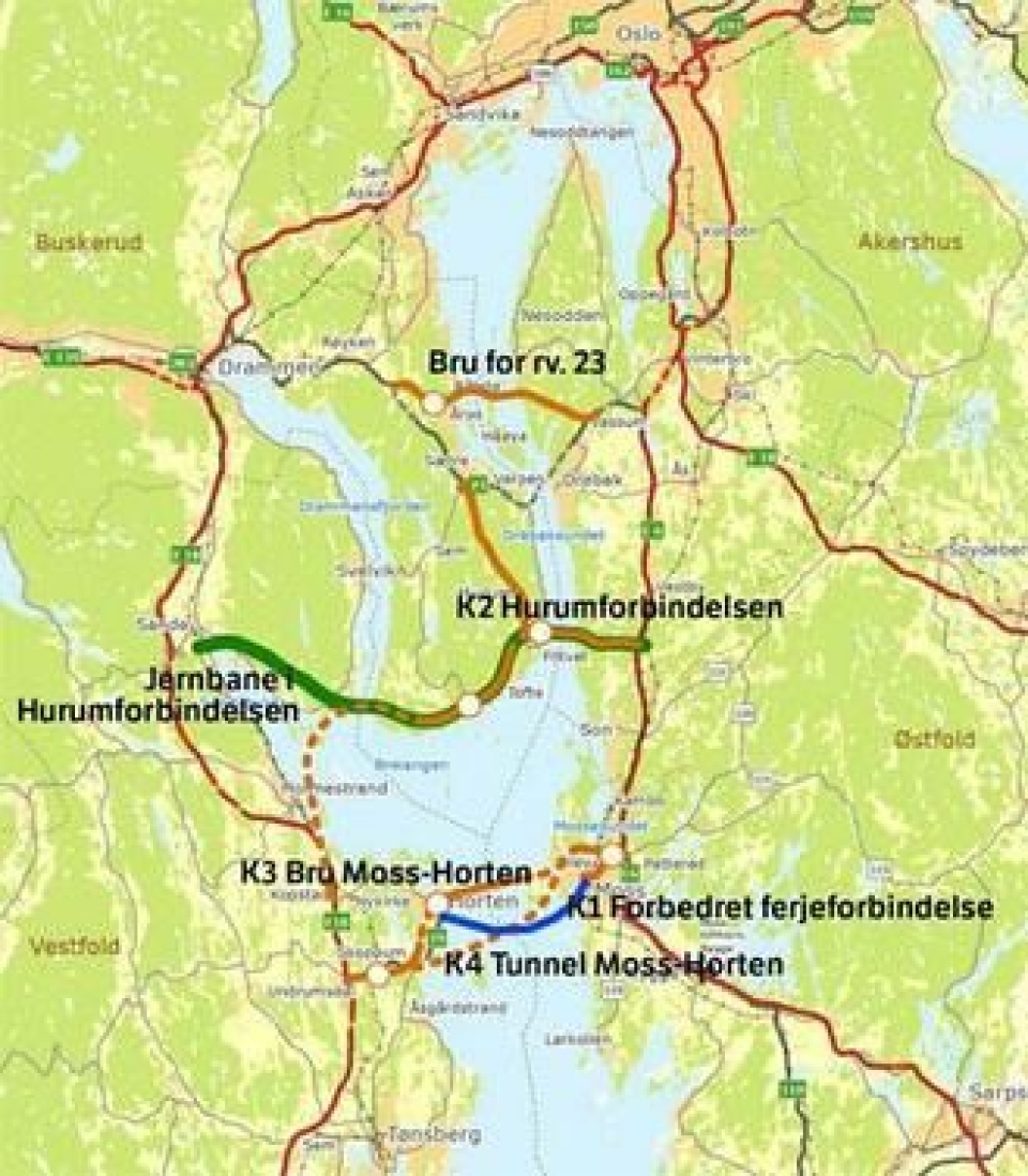 Det er flere ulike alternativer for hvordan trafikken skal flyte over Oslofjorden i fremtiden.