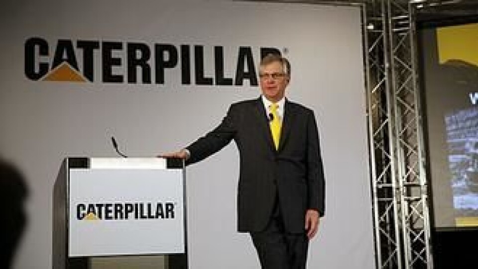 Cat-president Douglas R. Oberhelman strålte på selskapets pressekonferanse.