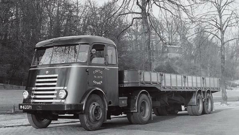 Lastbilproduksjonen kom i gang i 1949. Her en DAF T60 LR fra 1950.