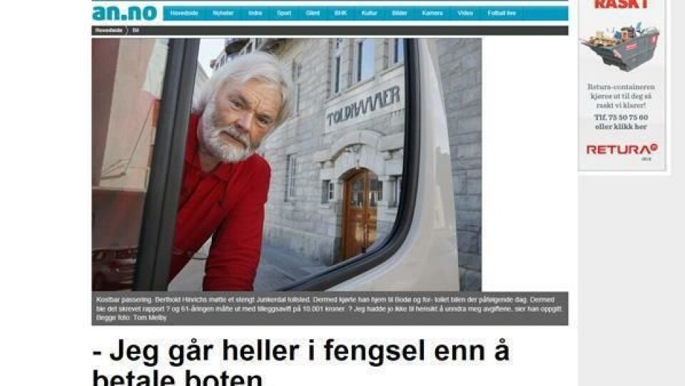 Fortollet bilen i Bodø - fikk 10.001 kroner i straffetoll