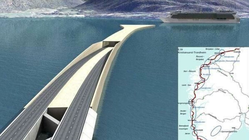 Slik kan det bli med flytebru og rørbru i Sognefjorden med ny ferjefri E39.
