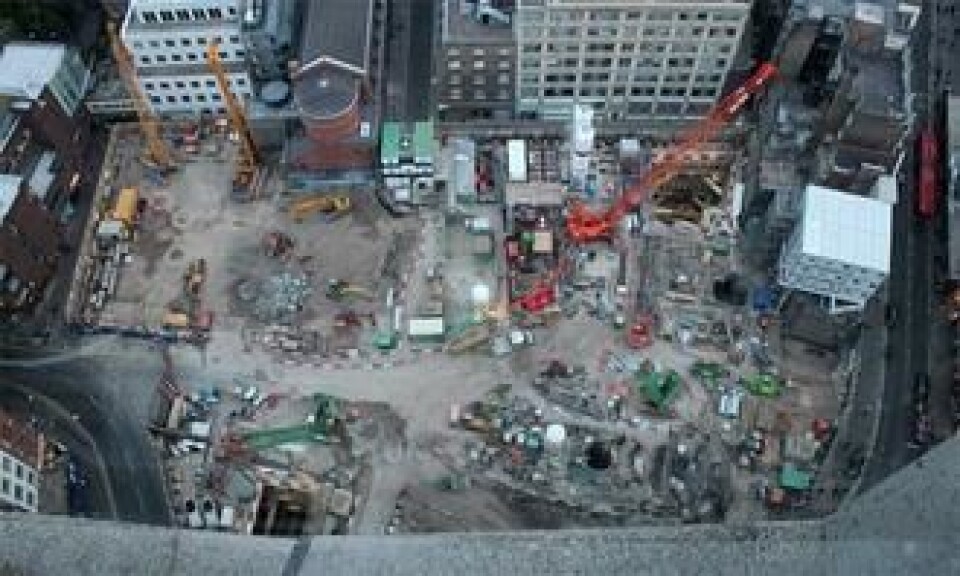 Oversiktsbilde over anleggsområdet ved Tottenham Court Road.