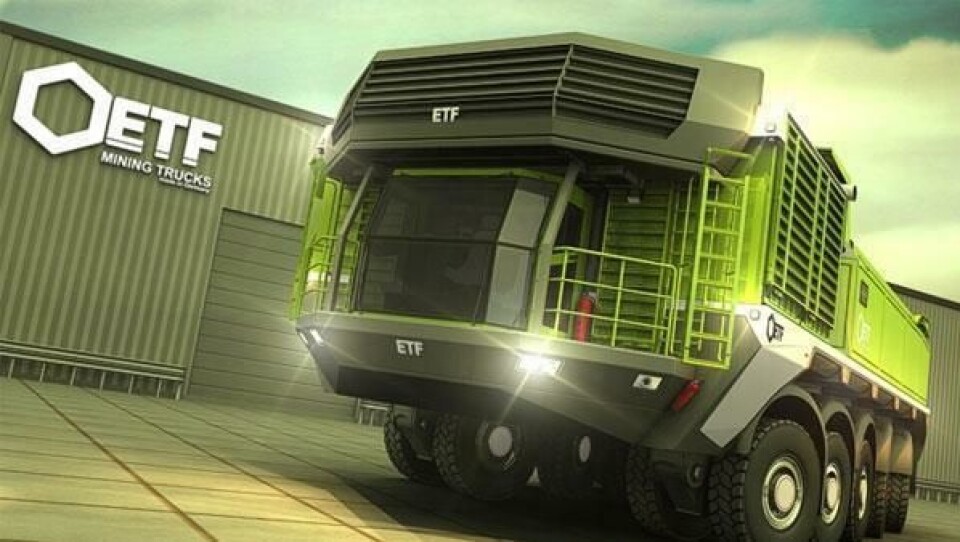 I ETF sine dumpere er føreren plassert nede i front for best mulig overblikk forover.