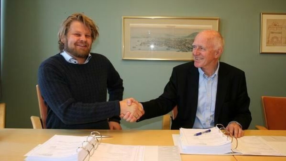 Adm. direktør Pål Lund i Steen & Lund AS og adm. direktør Øivind Christoffersen i Statsbygg.