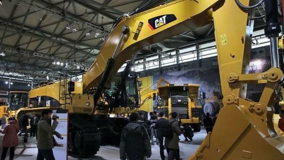 Caterpillar satser hardt i Kina, men har fått seg en kraftig trøkk. Her fra selskapets enorme stand under Bauma China i Shanghai i november.