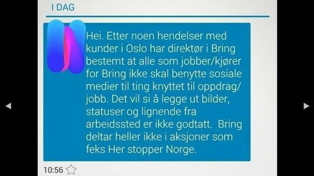 Dette bildet ble delt på Facebook-gruppen Her stopper Norge fredag. Bring bekrefter at den er sendt ut fra Bring Warehousing. Dette bildet ble delt på Facebook-gruppen Her stopper Norge fredag. Bring bekrefter at den er sendt ut fra Bring Warehousing.