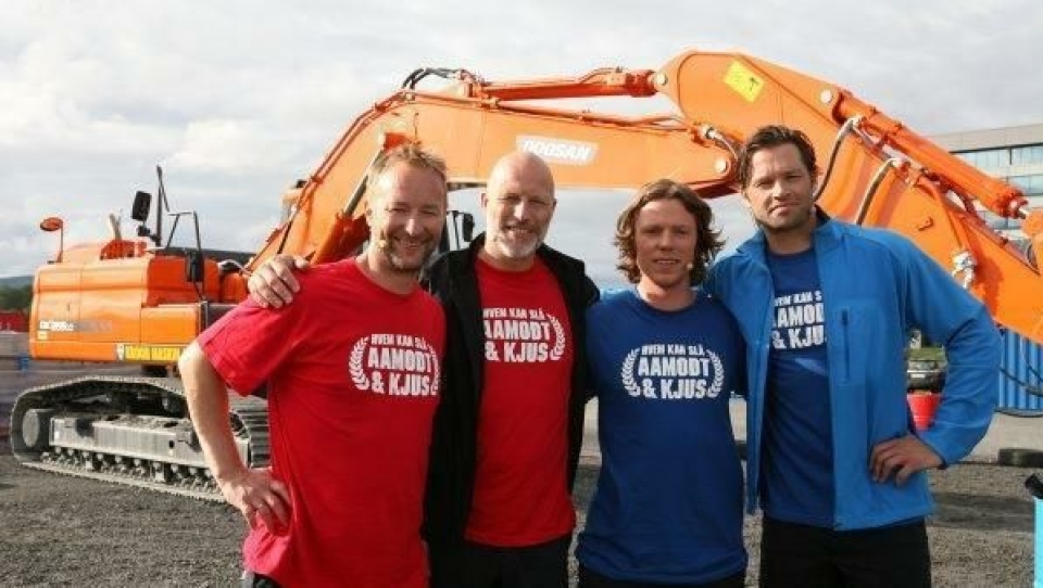 Glade og vennskapelige konkurrenter. (F.v.) Kjetil Andre Aamodt, Lasse Kjus, Torstein Horgmo og Iver Horrem.