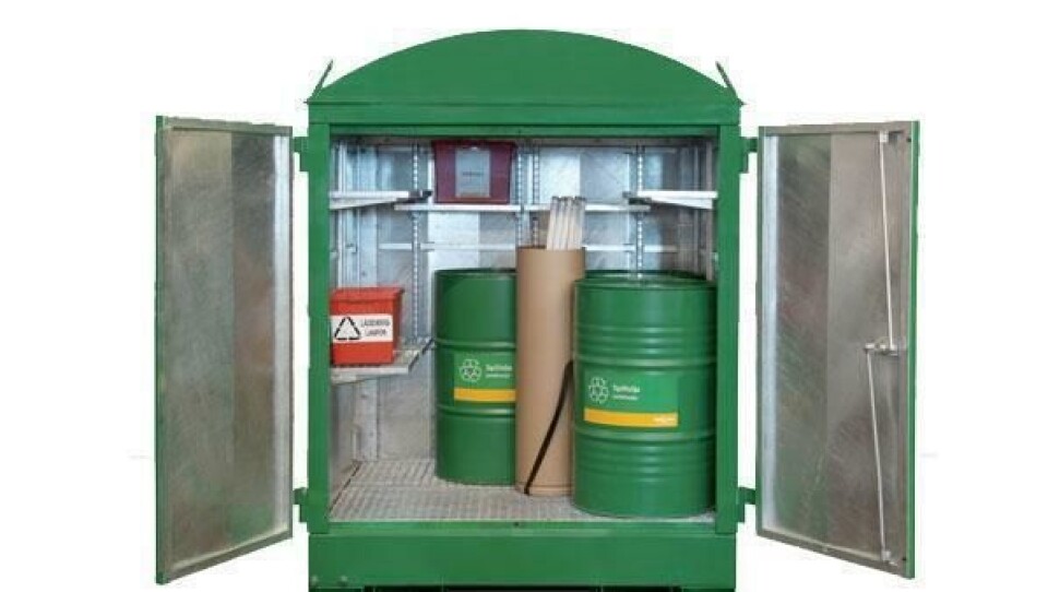Miljøskapene kommer i ulike størrelser. Dette har et volum på 400 liter og måler B167 x D137 x H220 (cm).
