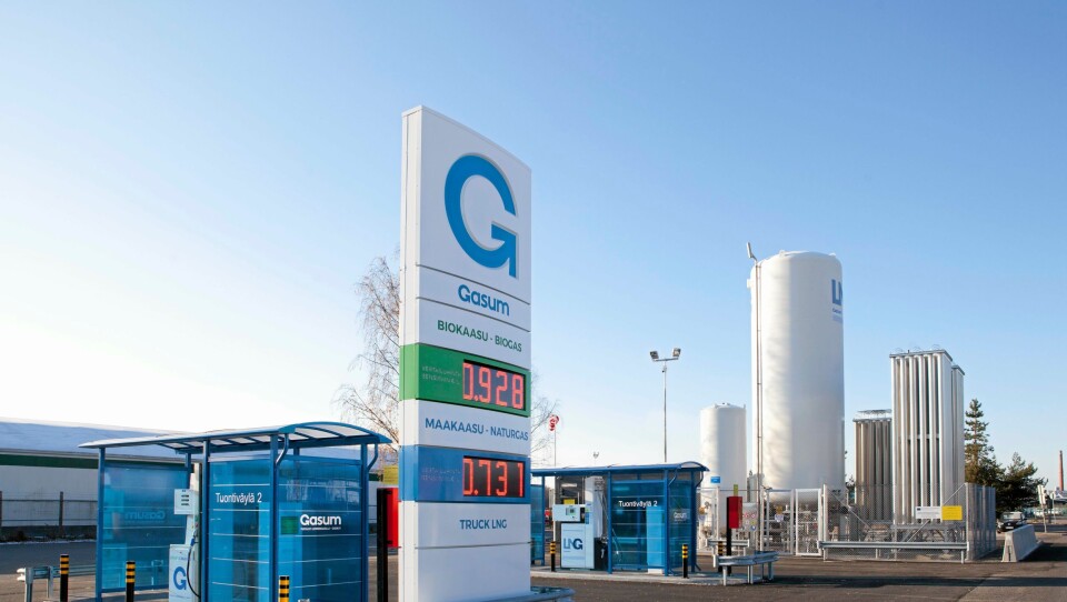 FYLLESTASJON: Gasum har bygd ut et godt nettverk av gassfyllestasjoner i Finland som her i Tammerfors. Nå kommer Norge og Sverige etter.