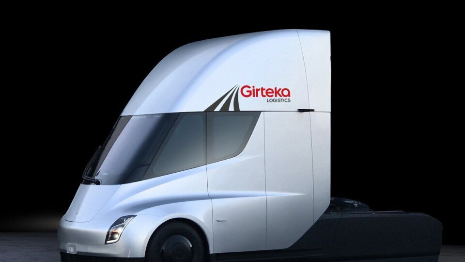 Girteka Logistics kjøper Tesla Semi for transport i Europa. det er ikke opplyst fra selskapet om det er snakk om én eller flere trekkvogner.