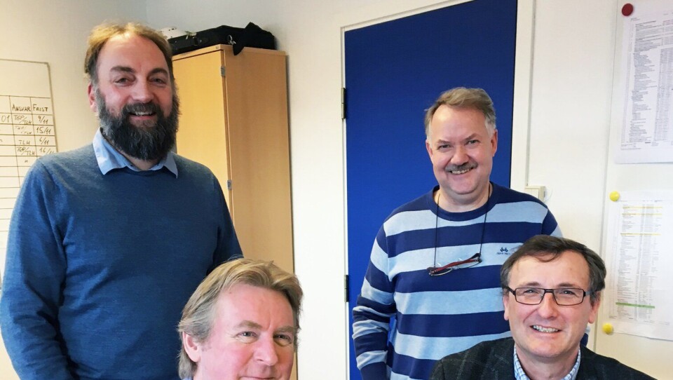 Bak f.v. Arnt Øverbyhagen (prosjektleder Peab Anlegg), Tor Gunnar Pedersen (prosjektleder Bane Nor). Foran f.v. Bernt Jakobsen (distriktssjef Peab Anlegg) og Thor Brækkan (områdedirektør nord i Bane Nor).
