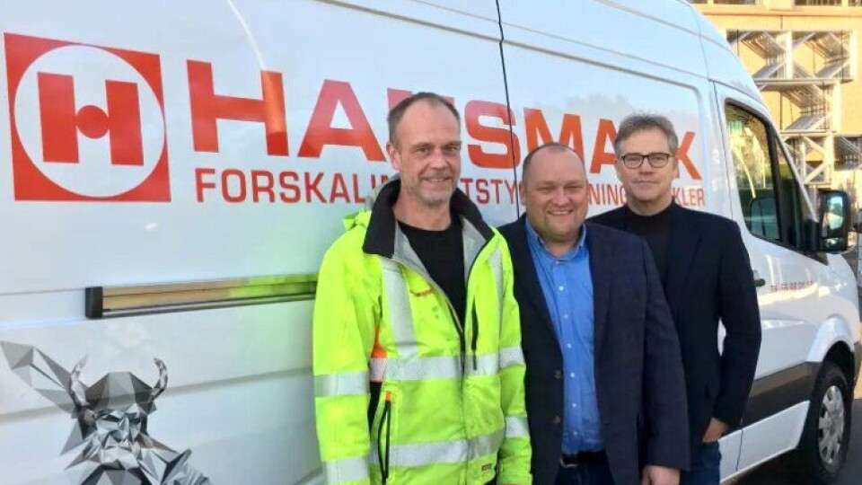 Hansmark får Optimera på eiersiden. F.v: Logistikksjef i Hansmark AS Ole Gunnar Hagebø, daglig leder i Hansmark AS Nils Petter Hagebø og administrerende direktør i Optimera AS Asbjørn Vennebo.