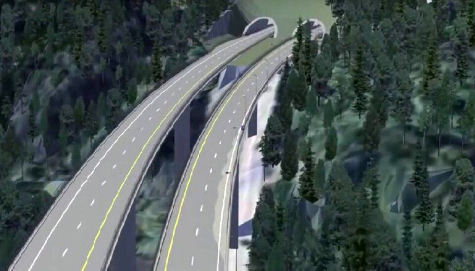 Alle tunneler mellom Ranheim og Værnes får doble løp. Her nye Stavsjøfjelltunnelen og brua over juvet med elva Homla.