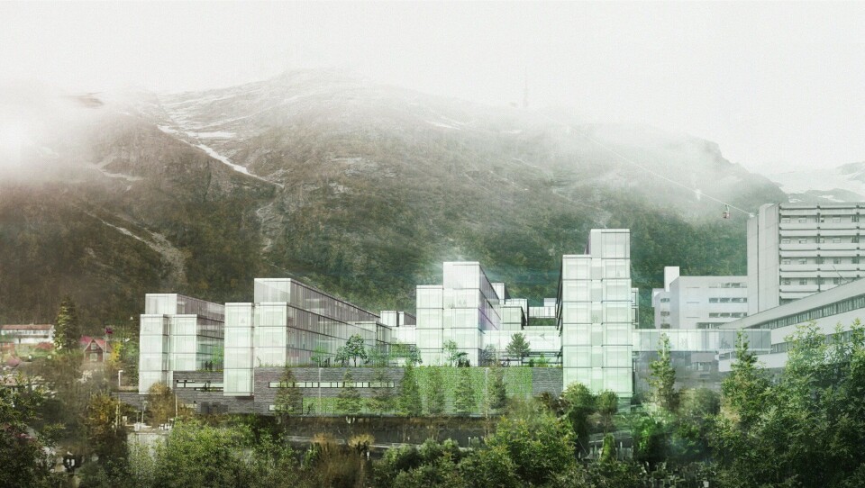 Slik skal Helse Bergens Haukeland universitetssykehus bli. Illustrasjon: KHR Architecture