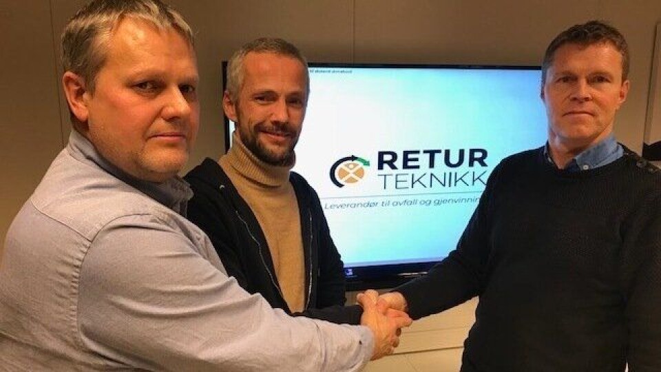 Fra vestre: Eirik Enerstvedt (Returteknikk), Andreas Bekkelund (L. Bekkelund) og Arne Kenneth Øvstebø (Mineralteknikk). Foto: Mineralteknikk