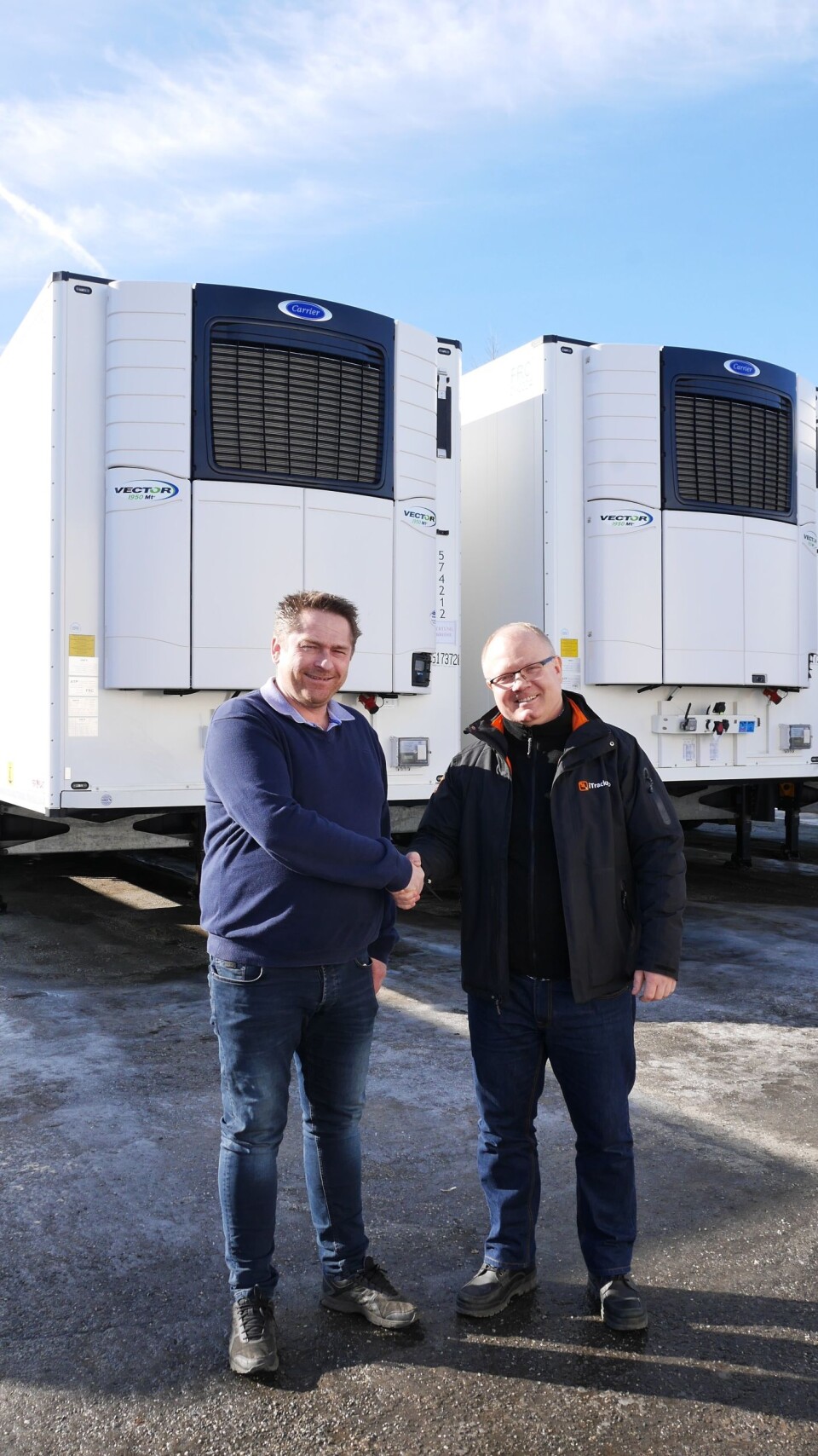 Morten Henriksen hos TIP Trailer Services i Norge (t.v.) og Harald Nordeng i Track Norge er fornøyde med avtalen. Morten Henriksen hos TIP Trailer Services i Norge (t.v.) og Harald Nordeng i Track Norge er fornøyde med avtalen.