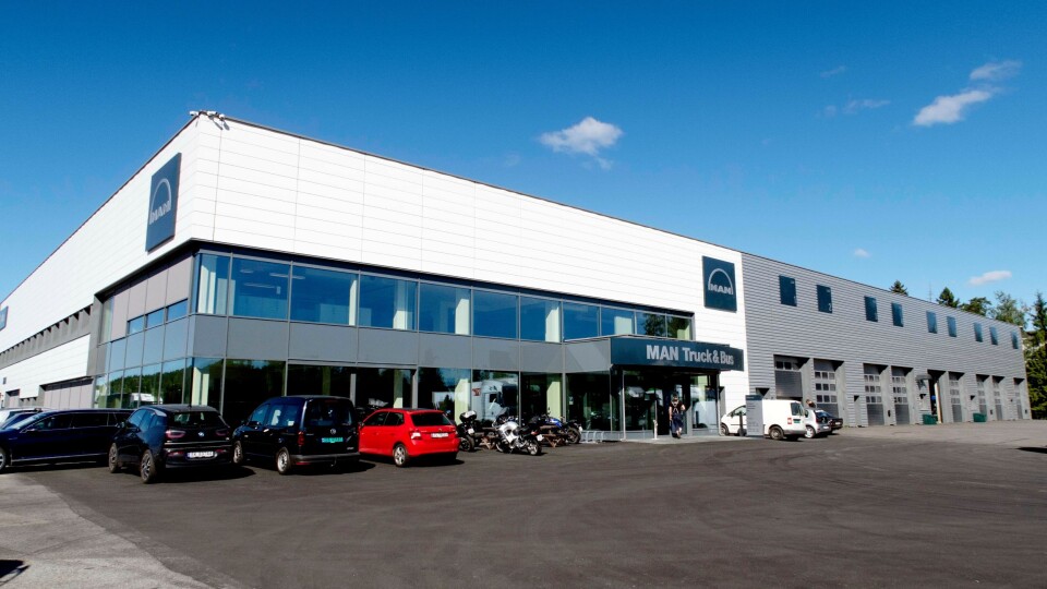 Det nye hovedanlegget til MAN Truck & Bus på Skårer nord for Oslo er pusset opp. Foto: Espen Braata