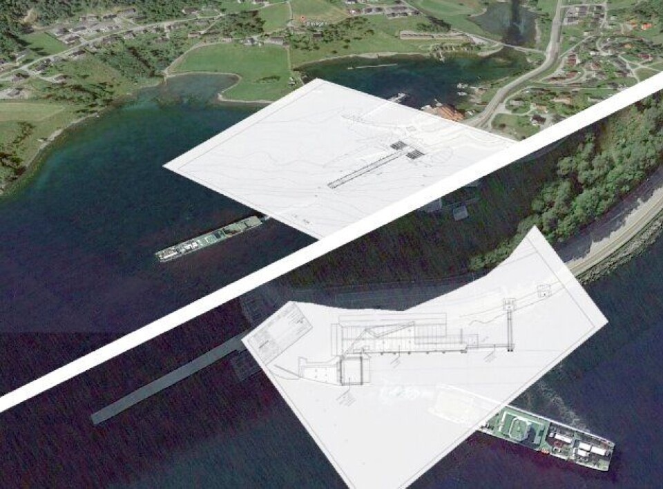 Slik skal de nye ferjekaiene ved Solavåg (øverst) og Festøy bli.