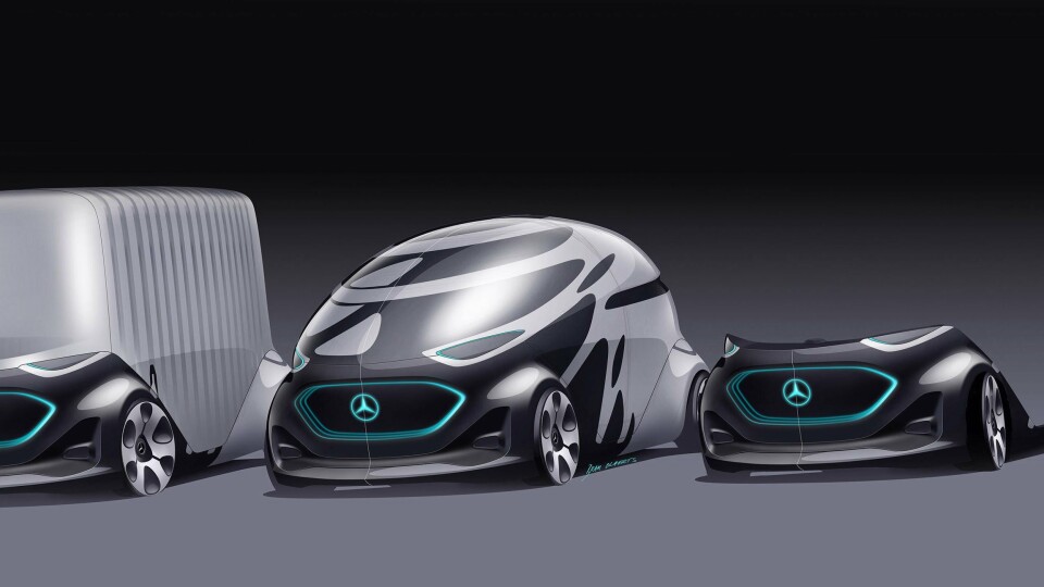 SMART: «Urbanetic» er selvkjørende, el-drevne chassis som kan svitsje påbygg etter behov. Som bildelings-kjøretøy har Urbanetic plass til 12 passasjerer.