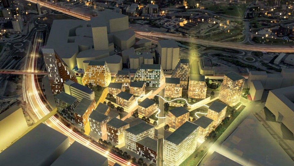 Slik ser Skanska for seg at Hesselberg-tomta skal se ut om noen år.
