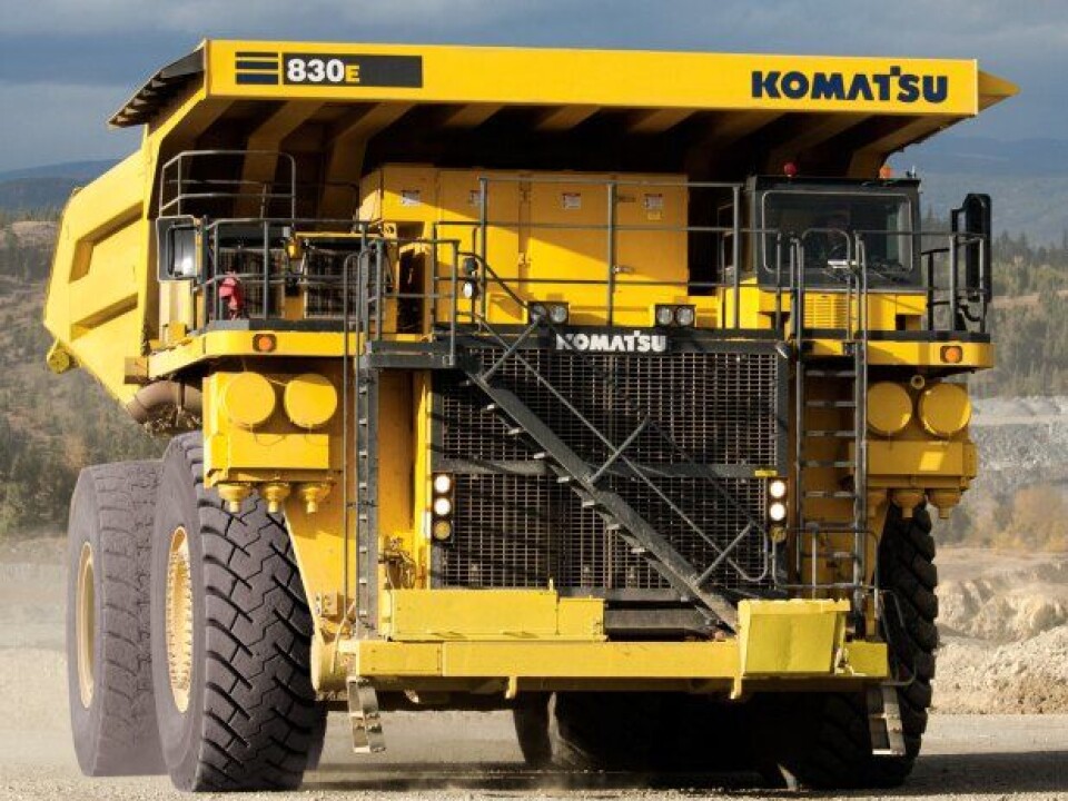Boliden har kjøpt 17 stk. Komatsu 830E-5. På bildet er en 830E-AC med 2360 hk og en lastekapasitet på ca. 222 tonn.