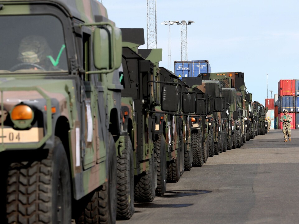 Amerikansk utstyr i Borg havn utenfor Fredrikstad i forbindelse med NATO-øvelsen Trident Juncture 2018.