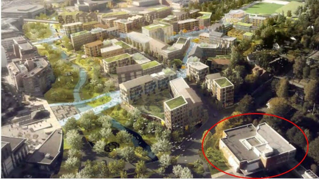 Tomten Skanska har kjøpt er ringet inn med rødt. Tomten Skanska har kjøpt er ringet inn med rødt.