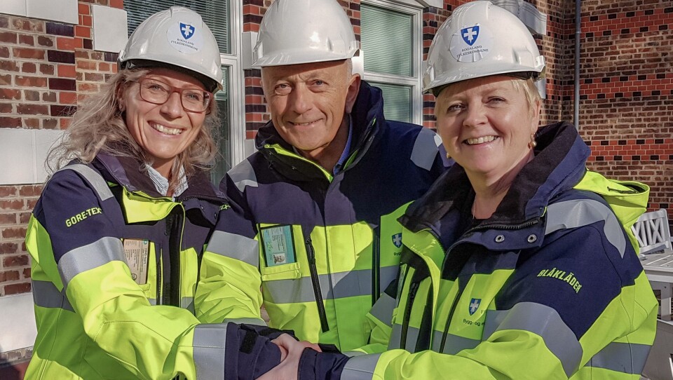 Fra venstre: Bygg- og eiendomssjef i Rogaland fylkeskommune Heidi Klaveness, løsningsansvarlig for HMSREG Arne Myskja, og fylkesordfører Solveig Ege Tengesdal (KrF).