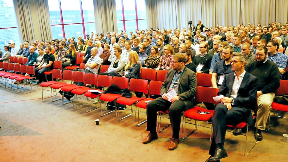 Powel Construction brukerkonferanse på Gardermoen Clarion 12.-13. november 2018. Foran fra venstre:Frode Solem, daglig leder Powel Construction ogTrond Straume, adm. direktør Powel.