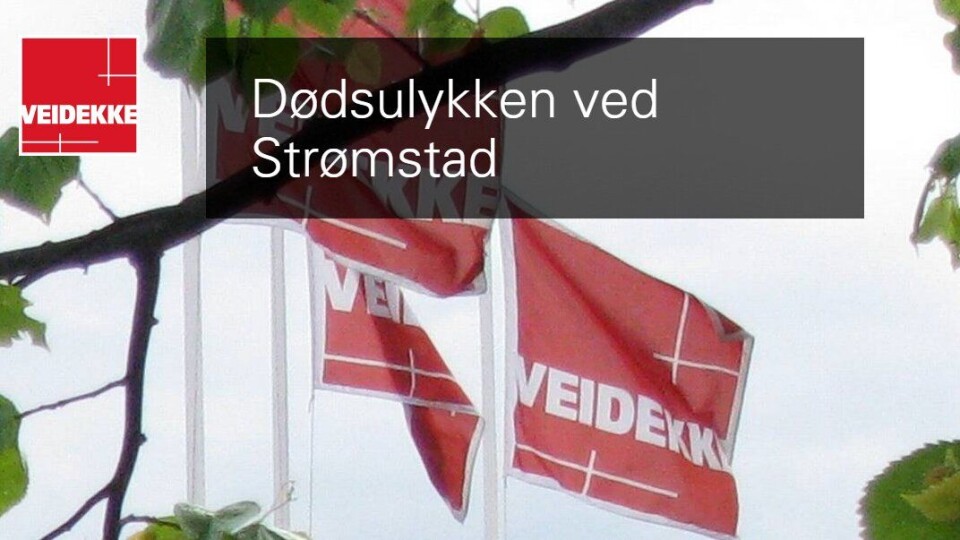 Skjermbilde fra Veidekkes nettside der den triste nyheten, om at en ansatt i datterselskapet Leif Grimsrud Entreprenad AB omkom, står.