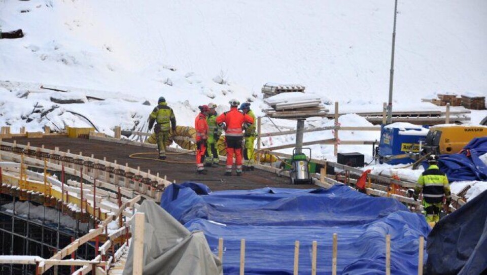 Bru nummer 15 på E134 i Kongsberg ble støpt torsdag 10. januar 2019.