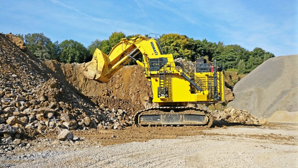 KOMMER TIL BAUMA: En Komatsu PC4000-11 forgraver på rundt 400 tonn og med 22 m3 skuffe, er ventet til Komatsus stand.