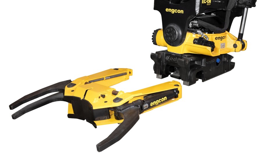 Gripekassett GRD70 for Engcons største tiltrotator, EC233 med redskapsfeste Q-Safe 70.