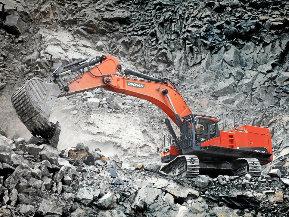 GROM: DX800LC-5B veier 80 tonn og blir den største på programmet til Doosan.