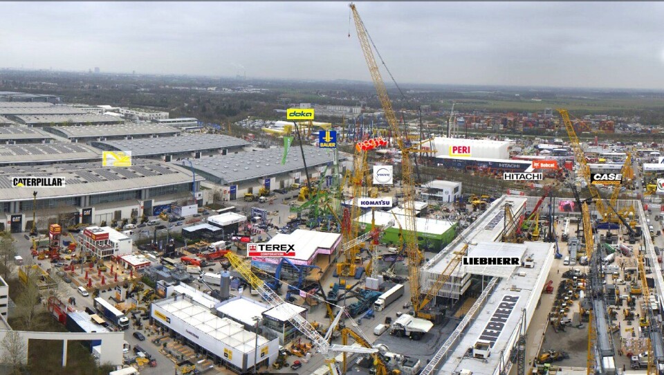 Trykk på lenke i artikkelteksten for å komme til dette interaktive panoramakameraet over messeområdet til Bauma 2019 i München. Derfra kan du trykke deg videre for å få mer informasjon om utstillingen.
