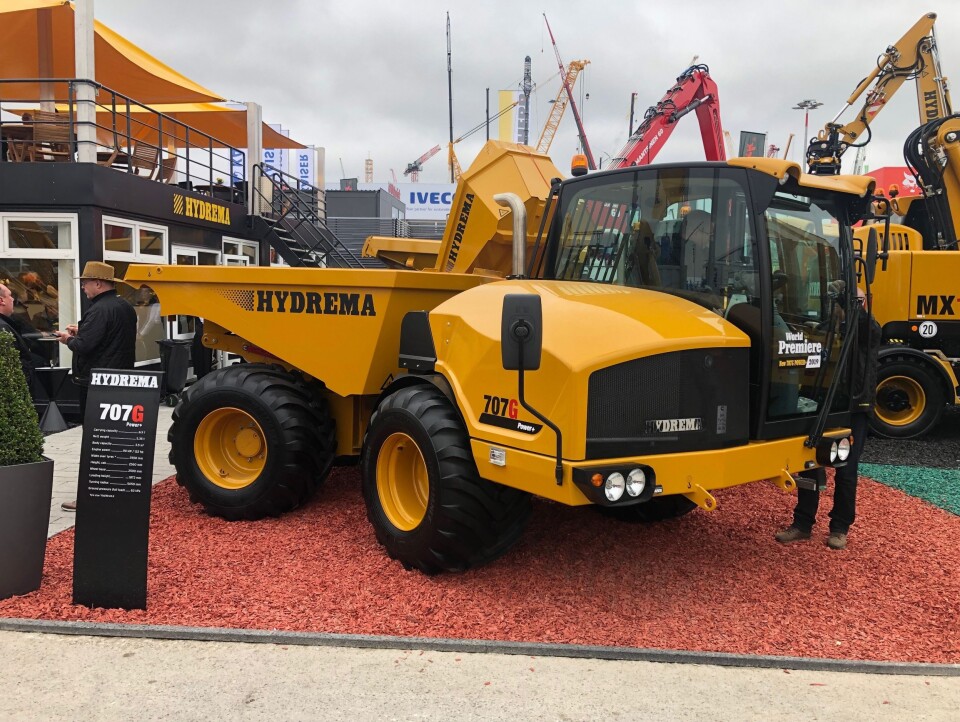 Her står nyheten på Hydremas stand på Bauma 2019.